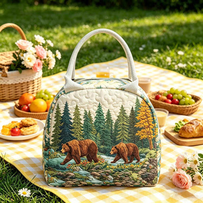 Forest Bear Quilted Lunch Bag