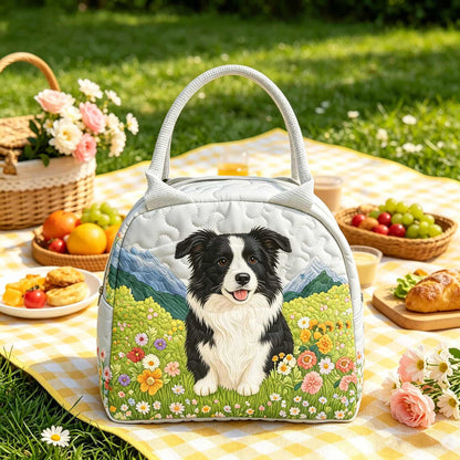 Cute Border Collie Dog Quilted Lunch Bag