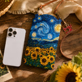 Van Gogh Sunflowers Quilted Slim Phone Crossbody Bag