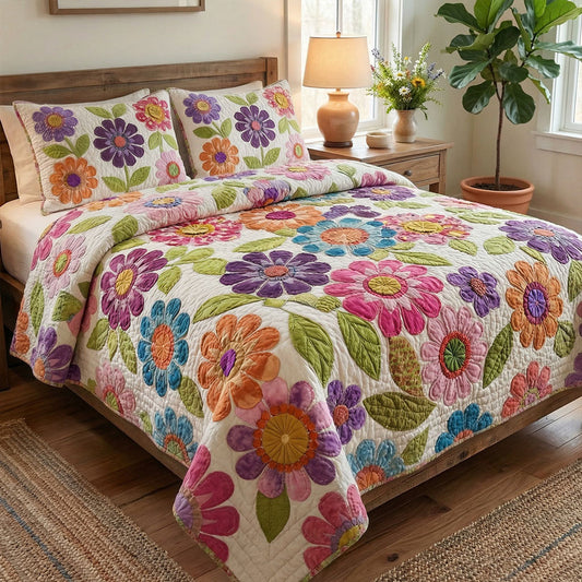 Country Flowers Haven Quilted Bedding Set