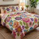 Country Flowers Haven Quilted Bedding Set