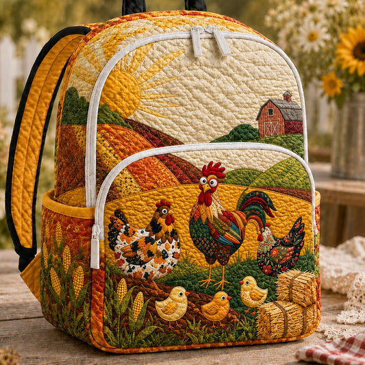 Country Chickens & Barn Quilted Backpack