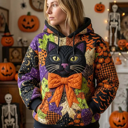Patchwork After Dark Quilted Casual Hoodie