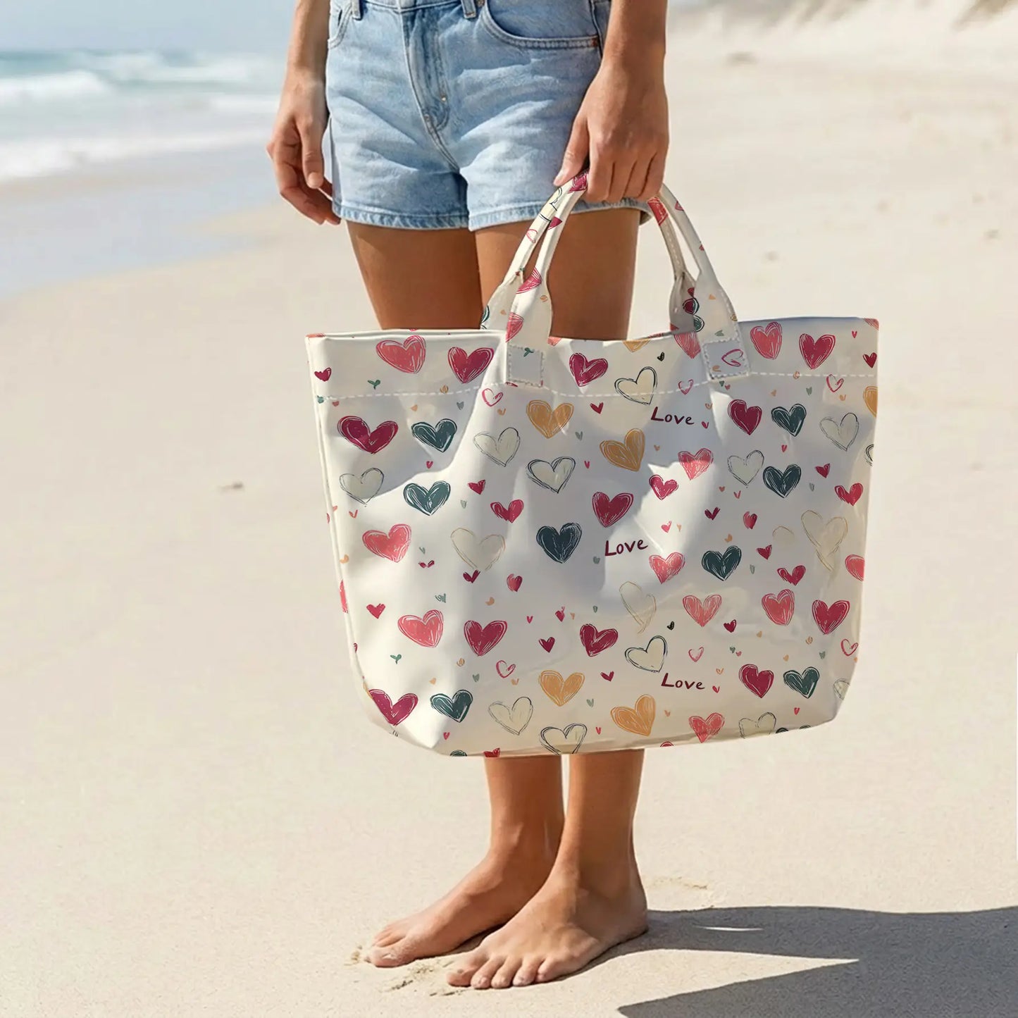 Love Letter Graffiti Print PVC Tote Bag