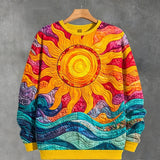 Sun Ocean Wave Colorful Boho Style Sweatshirt