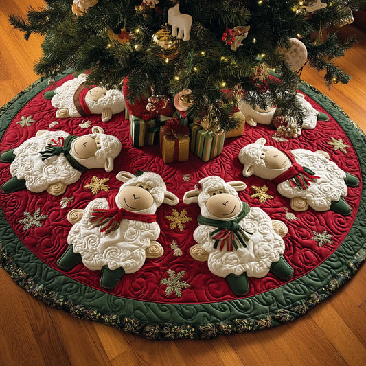 Adorable Sheep Quilted Tree Skirt