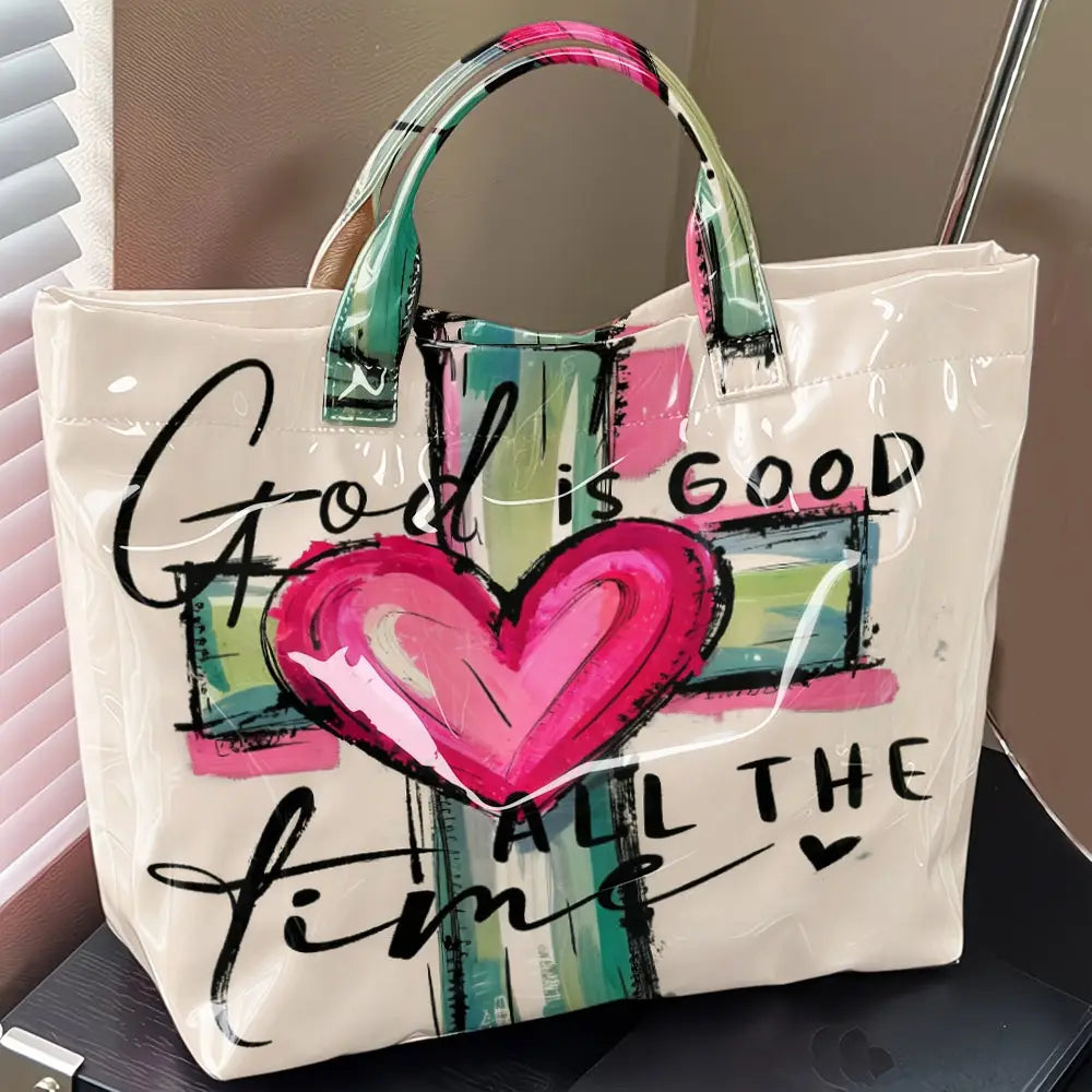 Cross Faith Print PVC Tote Bag