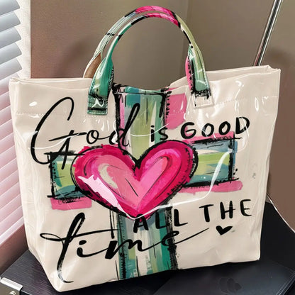 Cross Faith Print PVC Tote Bag