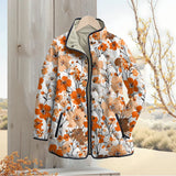 White Orange Floral Quilted Jacket