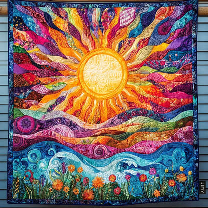 Golden Horizon Quilted Blanket