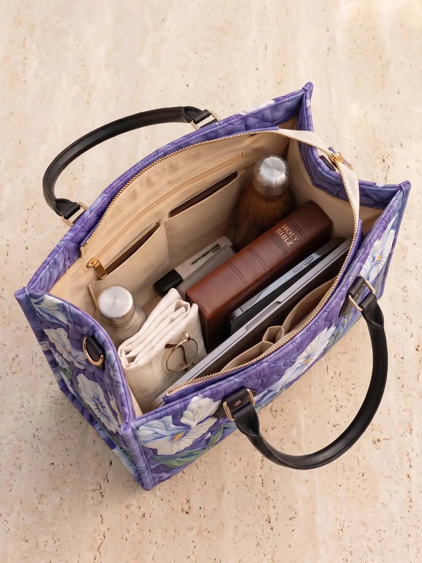 Iris Quilted Leather Strap Bible Handbag