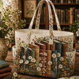 Bookish Multiple Pockets Quilted Tote Bag