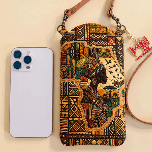 Africa Legacy Quilted Slim Phone Crossbody Bag