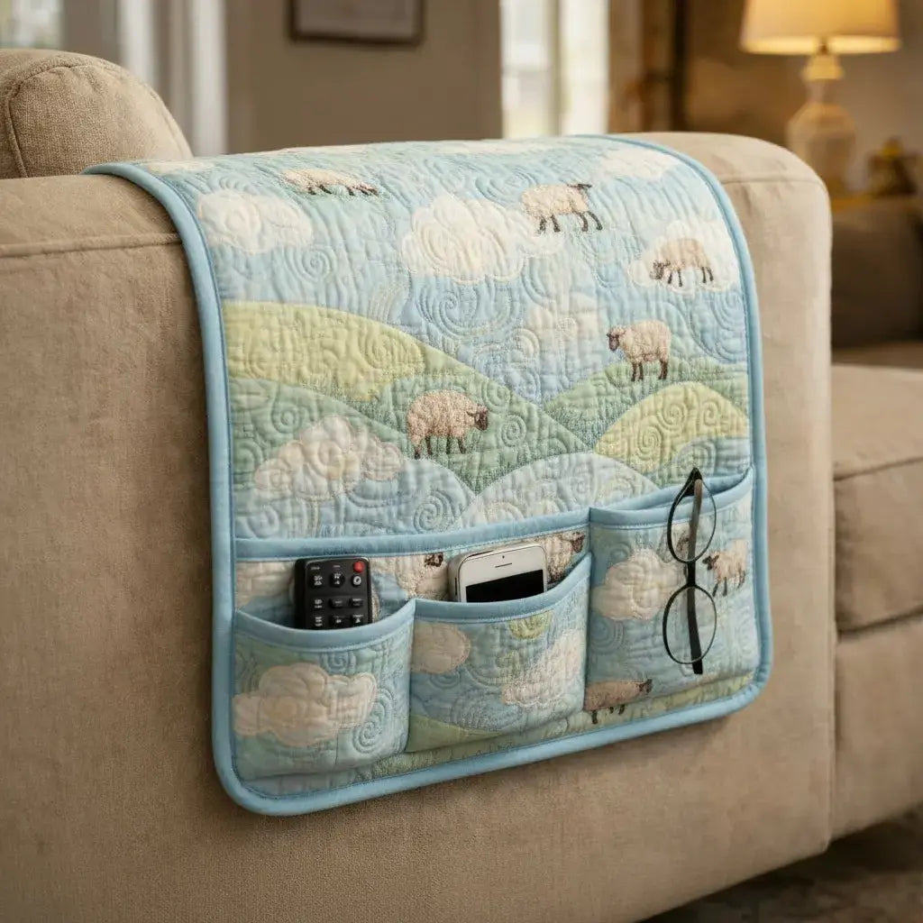Cloud Sheep Quilted Sofa Armrest Organizer
