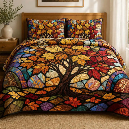 Autumn Tree of Life Quilted Bedding Set