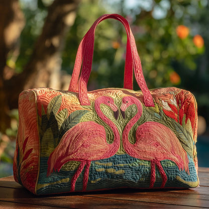 Tropical Flamingo Quilted Duffle Bag