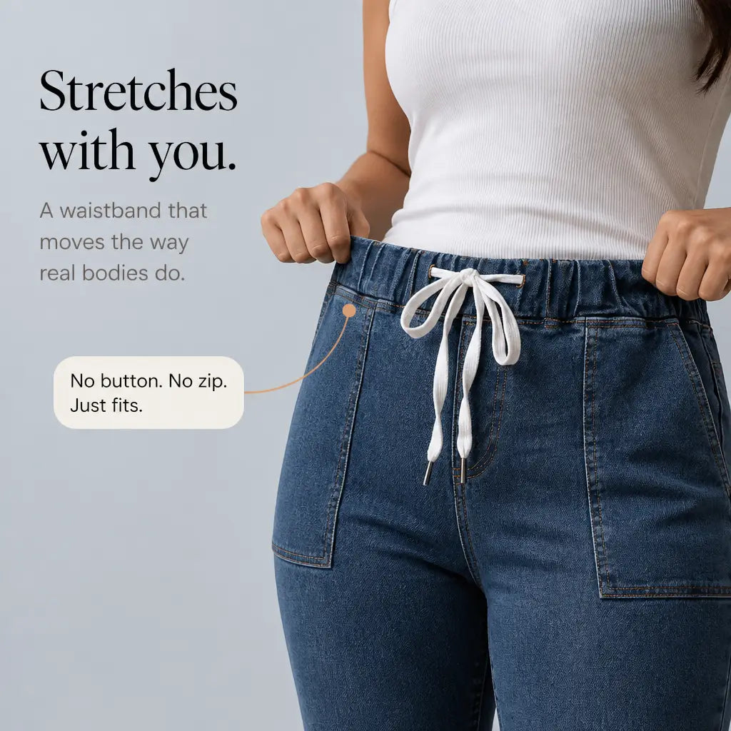 Drawstring Waist Tapered Leg Denim Joggers