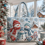 Snowman Family Handmade Tote Bag