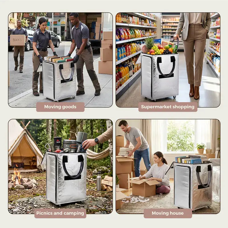 Reusable Rolling Grocery Bag with Wheels