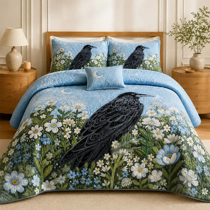 Raven Moonlit Meadow Quilted Bedding Set