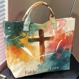 Faith Hope Love Print PVC Tote Bag