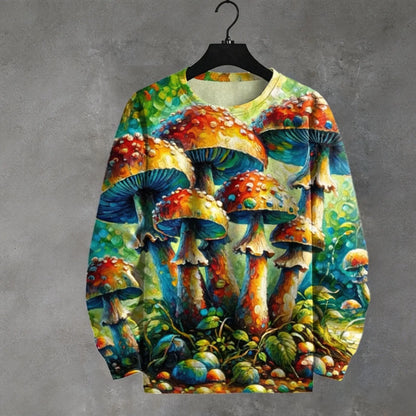 Vibrant Fantasy Mushroom Colorful Boho Style Sweatshirt