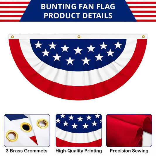 USA Anniversary Patriotic Quilted Fan Flag