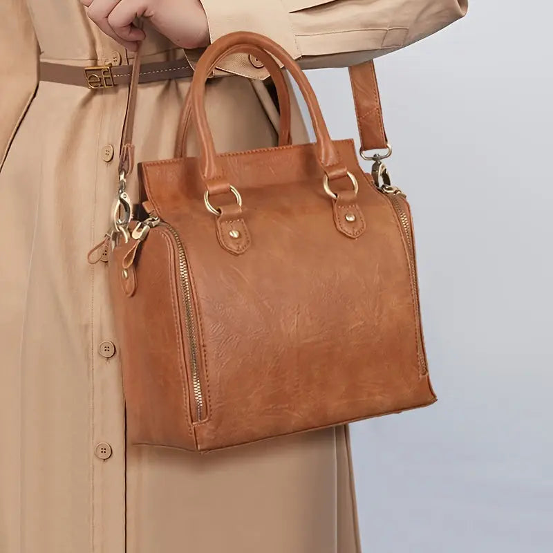 Retro PU Leather Handbag with Multi Card Slot
