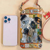 Patchwork Mixed Breed Dog Quilted Slim Phone Crossbody Bag
