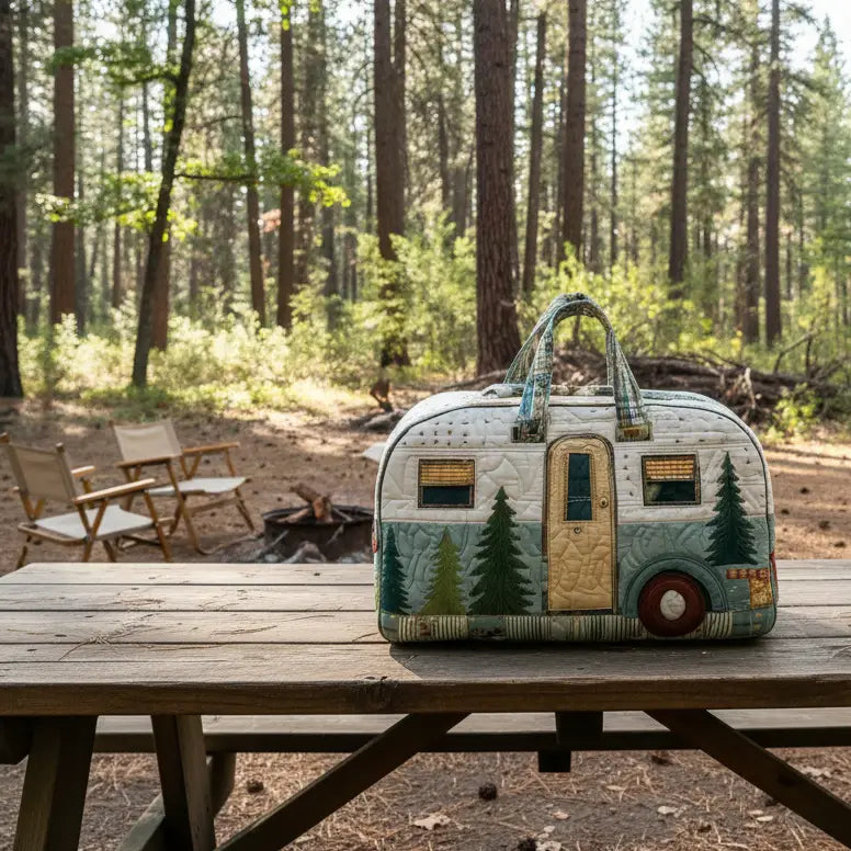 Vintage Camper Quilted Duffle Bag