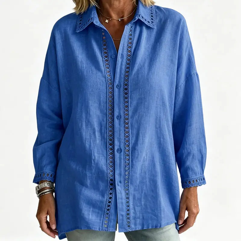 Women's Casual Spliced Long Sleeve Blouse