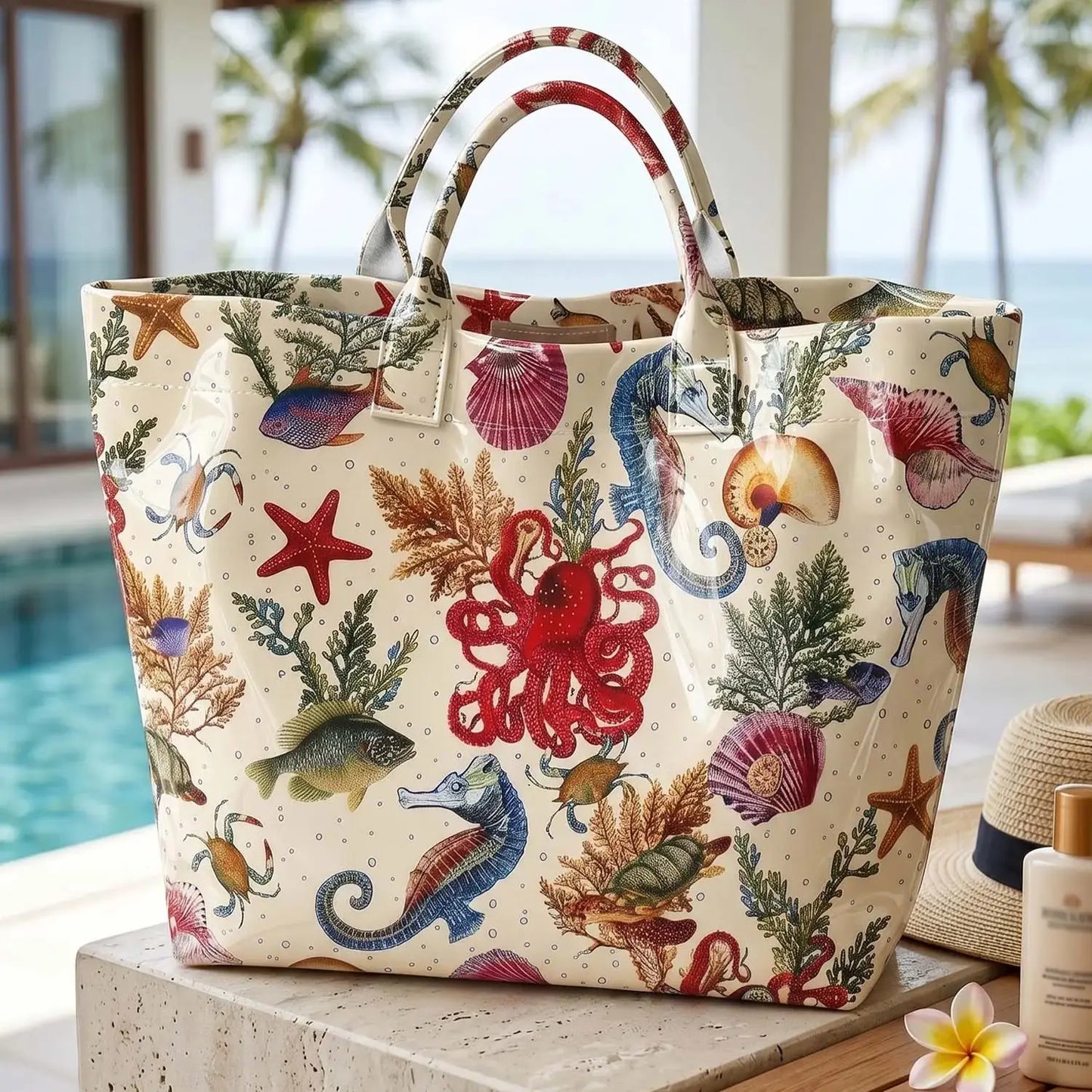 Octopus Marine life Print PVC Tote Bag