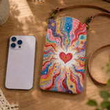 Hippie Heart Quilted Slim Phone Crossbody Bag