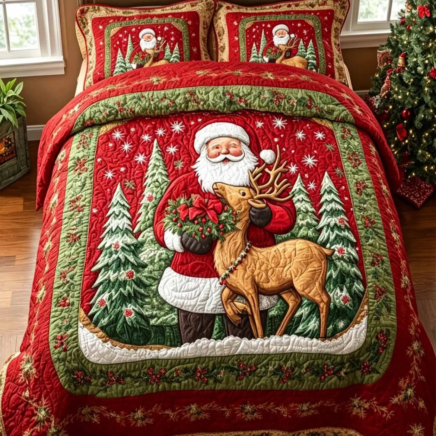 North Pole Express Quilted Bedding Set