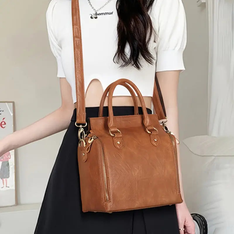 Retro PU Leather Handbag with Multi Card Slot
