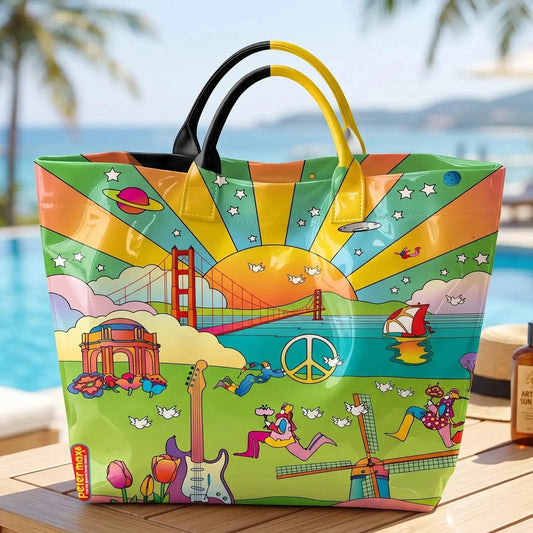 Hippie Peace Print PVC Tote Bag