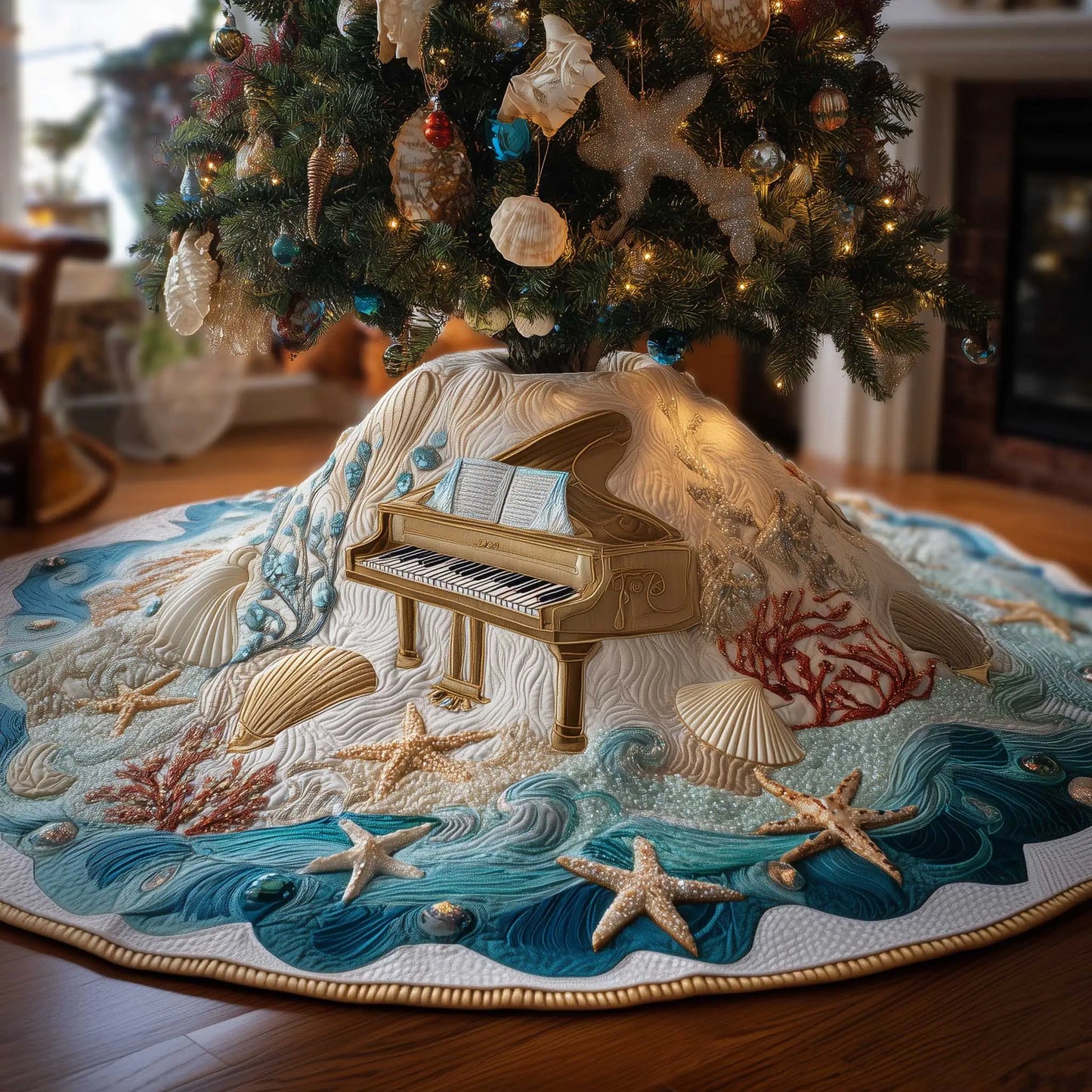 Piano Notes Quilted Tree Skirt