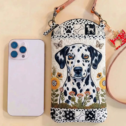 Sunflower Dalmatian Quilted Slim Phone Crossbody Bag