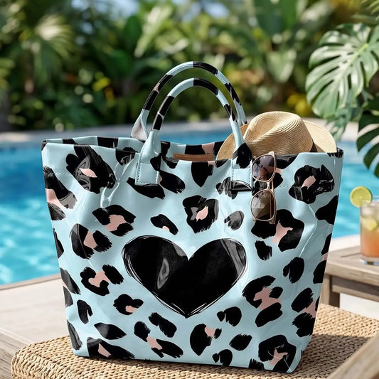 Leopard Print And Hearts PVC Tote Bag