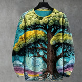 Felt Texture Starry Sky Tree Colorful Boho Style Sweatshirt