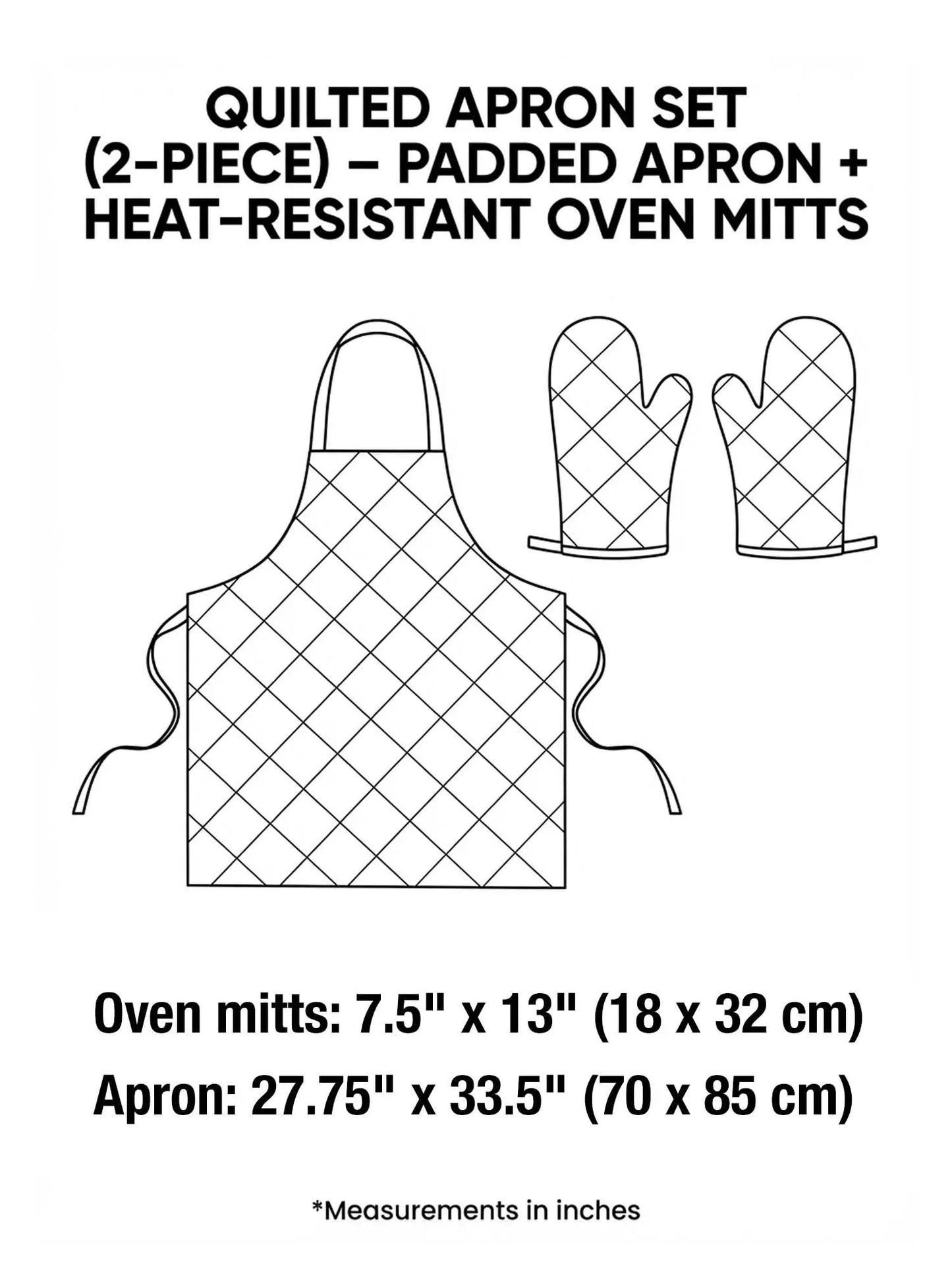 Sun Quilted Apron Set (2-Piece) – Padded Apron + Heat-Resistant Oven Mitts