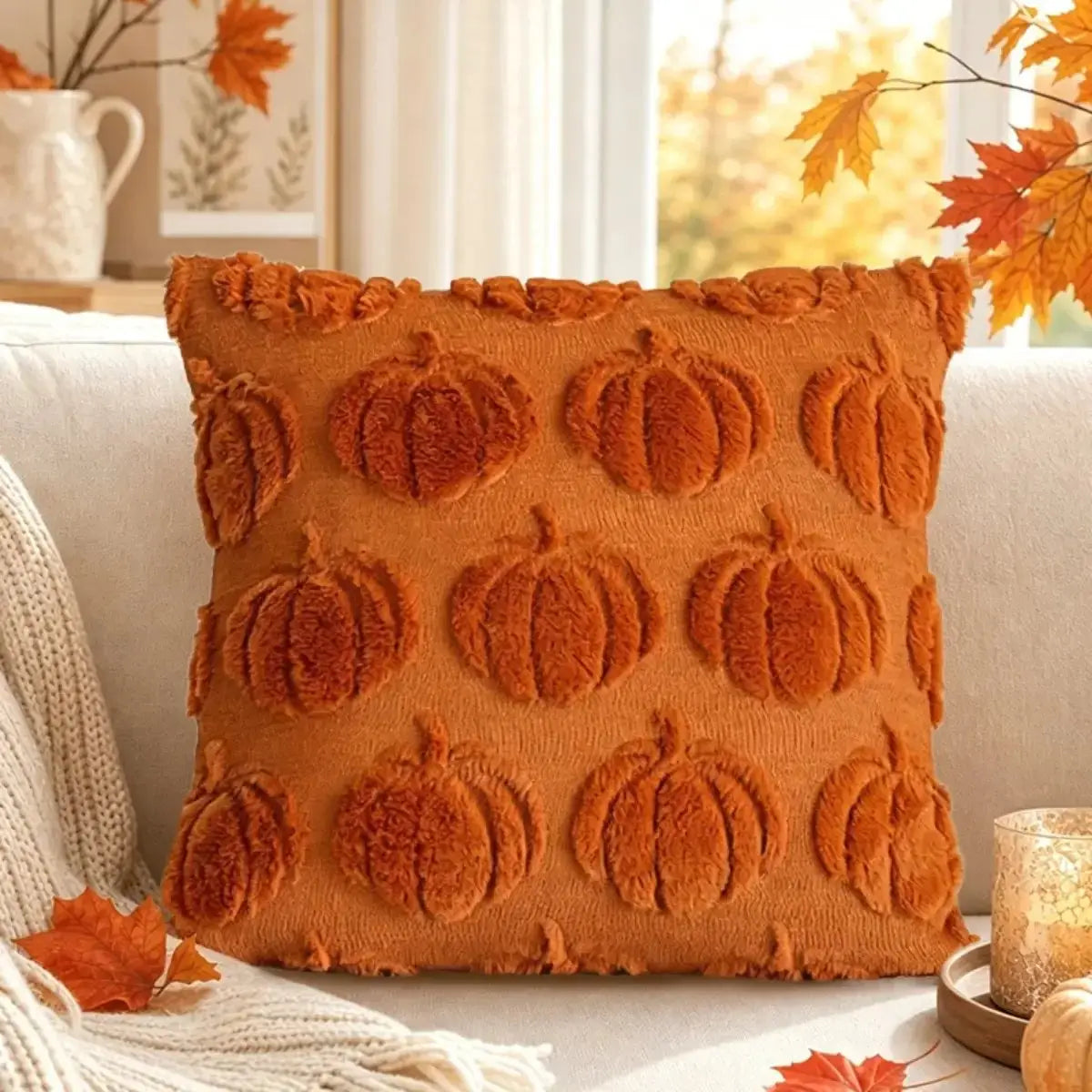 2-Pack 3D Jacquard Pumpkin Pillow Covers