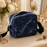 Dark Galaxy Moon Star Quilted Crossbody Bag