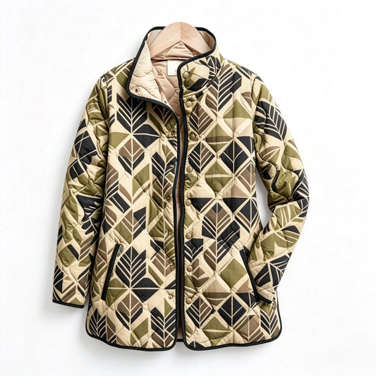 Geometric Leaf Quilted Jacket