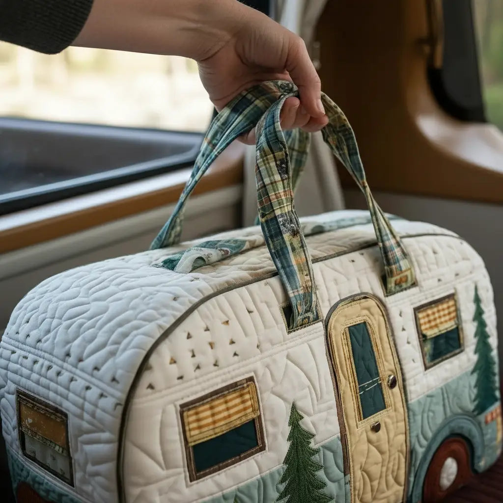 Vintage Camper Quilted Duffle Bag