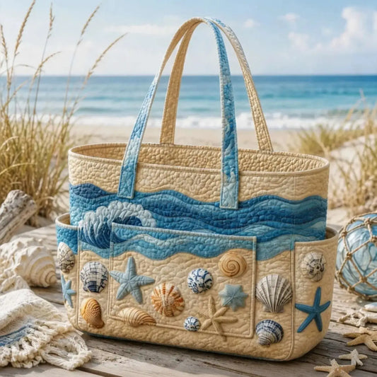 Sea Ocean Multiple Pockets Quilted Tote Bag