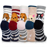 Cute Dog Animal Face Socks 5 Pairs