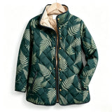 Dark Green Fern Leaf Quilted Jacket