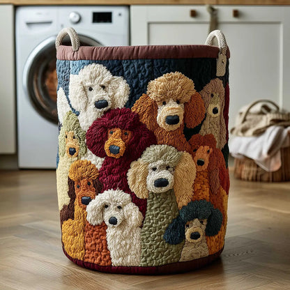Poodle Dog Quilted Laundry Basket