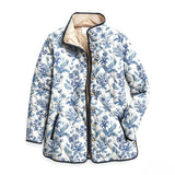 Blue and White Botanical Quilted Jacket